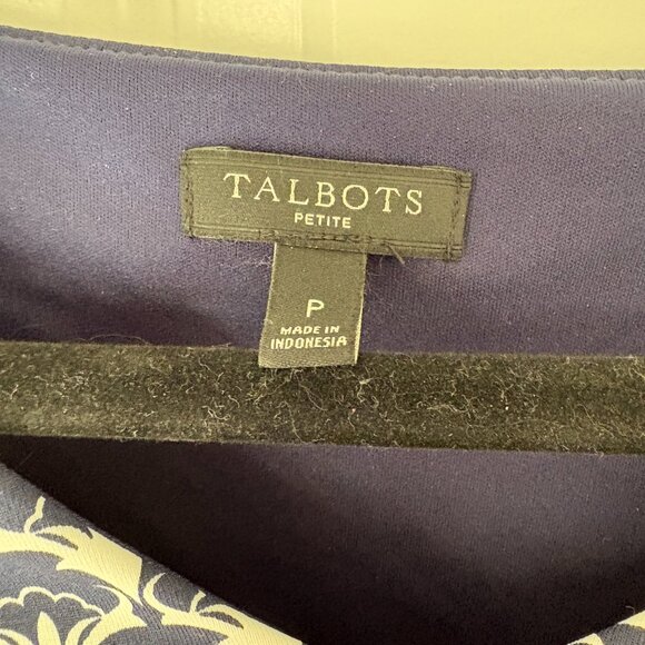 Like New Talbots Faux Wrap Dress in Navy and White - Size P Petite - Picture 3 of 9